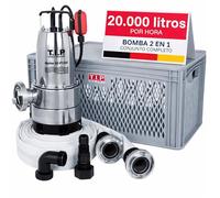 T.I.P. Máxima 350 I-PX DUO 30711 Kit de protección contra inundaciones, con una capacidad de 20 000 l/h, con cesta de filtro y manguera contra incendios, incluye conector C Storz