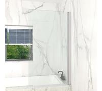 T&K Mampara de ducha para bañera, 80 x 140 cm, cromado, plegable, borde cuadrado de 5 mm, cristal de seguridad templado por ambos lados, fácil de limpiar, accesorio de ducha para bañera