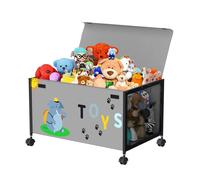 T-Lovendo - Caja de Juguetes para Niños - Baúl de Almacenamiento con Ruedas - Cajón de Juguetes con Tapa - 70L