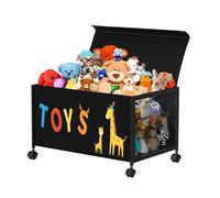 T-Lovendo - Caja de Juguetes para Niños - Baúl de Almacenamiento con Ruedas - Cajón de Juguetes con Tapa - 70L
