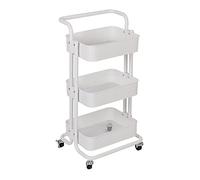T-LoVendo Carro De Cocina Metalico con Ruedas. Carrito Auxiliar Multiuso.3 Cajones de Almacenamiento. 85x43x37cm. Ideal para Frutas, Verduras, Cocina, Salón, Oficina. Color Blanco