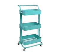 T-LoVendo Carro De Cocina Metalico con Ruedas. Carrito Auxiliar Multiuso.3 Cajones de Almacenamiento. 85x43x37cm. Ideal para Frutas, Verduras, Cocina, Salón, Oficina. Color Verde