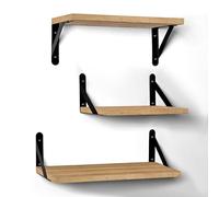T-LOVENDO.ES Baldas Pared Madera Natural. Estantes flotantes o estantería. Repisas. Juego de 3 Piezas. Ideal salón, Sala Estar, baño, Cocina, decoración. Fácil Montaje. Resistente.