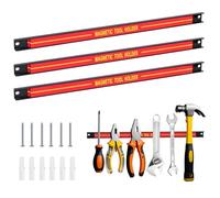 T-LOVENDO.ES Set de 3 Barras Magnéticas para Herramientas | Soporte Metálico de Pared con Imán Fuerte y Tornillos | 30 cm | Organizador para Taller, Garaje, Cocina o Bricolaje