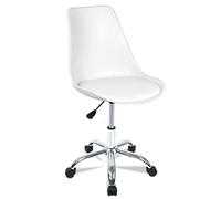 T-LOVENDO.ES Silla de Escritorio u Oficina sin reposabrazos con diseño Moderno y ergonómico | Asiento Acolchado | Altura Regulable (Blanco)