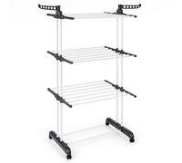 T-LOVENDO.ES Tendedero Vertical Plegable De Alta Capacidad de Ropa - 4 Niveles con Barras de Acero Inoxidable con Dos Alas Laterales Amplio Espacio para Secar. Ruedas Incluidas. Gris.