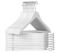 T-LoVendo Juego de 20 Perchas, Percha de Madera Maciza, Set de 20 Perchas, con Ranuras para Hombros, Barra Antideslizante para Pantalones, Gancho Giratorio 360°, para Todo Tipo de Ropa
