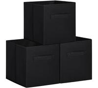 T-Lovendo - Juego de 3 Cajas de Almacenamiento Plegables, Cesta con 2 Asas, Cofre de Tela para Guardar Mantas y Ropa - Organizador para Dormitorio y Salón