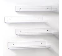 T-LoVendo Pack de 4 Estantes Flotante Acrílico Transparente, Flotante, Repisas de Pared Decorativas, 38 cm, Estante para Sala de Estar, Dormitorio, Cocina, Baño Oficia, Baldas Pared Almacenaje