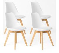 T-LoVendo Pack de 4 Sillas Comedor Nórdico, Sillas de Cocina Nórdicas con Patas de Madera Maciza de Haya y Asiento Acolchado y Tapizado, Respaldo Ergonómico