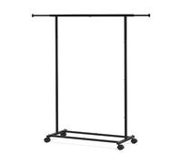 T-LoVendo Perchero Burro Extensible Ajustable con Ruedas con Barra y Estante Ropa Zapatos Bolsos - Negro