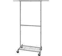 T-LoVendo Perchero Burro Extensible Ajustable con Ruedas con Barra y Estante Ropa Zapatos Bolsos Portátil