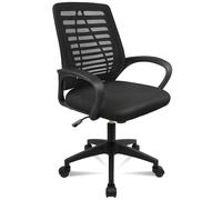 T-lovendo Silla de Oficina Ergonómica con Ruedas y Soporte Lumbar. Ideal para Ordenador y Despacho. Giratoria y con Tela Transpirable. Negra