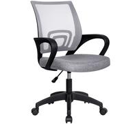T-LoVendo Silla de Oficina o Escritorio ergonómica con Soporte Lumbar, Malla Transpirable, Regulable en Altura, Ruedas antiarañazos, Color Gris