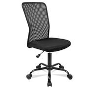 T-LoVendo Silla de Oficina o Escritorio ergonómica. Sin reposabrazos. Juvenil sin Brazos. Tela Transpirable. con Ruedas, giratoria. Negra.