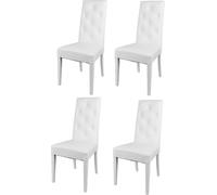 t m c s Tommychairs - Juego de 4 sillas modernas CHANTAL para cocina y comedor, estructura robusta de haya lacada en blanco, tapizadas y revestidas con cuero sintético blanco