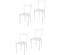 t m c s Tommychairs - Juego de 4 sillas modernas ELEGANCE para cocina y comedor, estructura robusta de acero lacado, color blanco, asiento acolchado tapizado en cuero sintético blanco