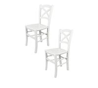 t m c s Tommychairs - Set 2 sillas Cross para Cocina y Comedor, Estructura en Madera de Haya barnizada Color Blanco y Asiento en Madera