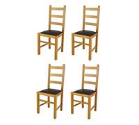 t m c s Tommychairs - Set 4 sillas Rustica para Cocina y Comedor, Estructura en Madera de Haya Color Roble y Asiento tapizado en Polipiel Color marrón
