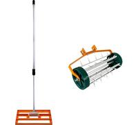 T-Mech: Rastrillo para césped de 50 cm y aireador rodante – Color naranja