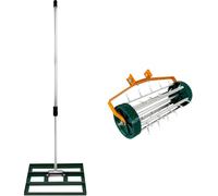 T-Mech: Rastrillo para césped de 50 cm y aireador rodante para césped – Verde