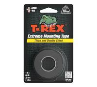 T-Rex 285337 - Cinta de montaje impermeable, color negro | Soporta hasta 4 libras por 4 pulgadas de cinta de doble cara, cinta de montaje permanente para uso en interiores y exteriores