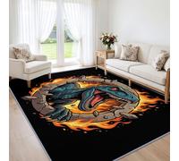 T-Rex Alfombra lavable para habitación infantil, salón, 140 x 200 cm, | Alfombra suave, antideslizante y de pelo corto: adecuada para dormitorio, comedor, sala de estar, dinosaurio jurásico fresco