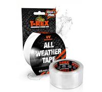 T-REX All Weather Tape - Cinta de reparación impermeable extra fuerte para uso interior y exterior, transparente y resistente intemperie 48 mm x 25 m