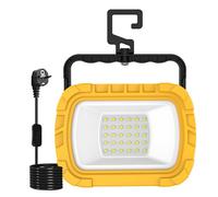 T-SUN 30W Foco LED Portátil, 1000LM Foco Trabajo LED con Enchufe y Cable de 1,8 m, Soporte Plegable, Blanca Fría de 6500K, Luz de Trabajo Impermeable para Garajes, Talleres y Obras- 1 Piezas
