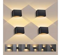T-SUN 4 Piezas Lámparas Solares para Exterior, 3000K Aplique Solar de Pared, IP65 Impermeable, Luz LED Solar para Jardín Pared Valla Garaje Escalera Puerta Delantera Patio