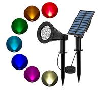 T-SUN 7 LED Foco Solar, Impermeable Luces Solares, Cambio de color Luz de Paisaje al Aire Libre, Funciona de 10 Horas, Foco Solar Exterior con 3M Cable, Luz de Pared al Aire Libre para Calzada, Patio
