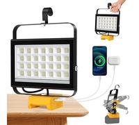 T-SUN Foco LED Recargable 100W,6000K Lampara Recargable Portatil Compatible con Dewalt Batería 18V, 2 Modos de Iluminación Luz de Trabajo para Acampar Jardín Garaje Emergencia Obra (Sin Batería)