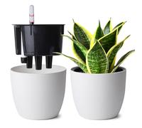 T4u Maceta de Autorriego 15 cm Pack de 2 con Indicador de Agua Blanco