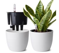 T4u Maceta de Autorriego 20 cm Pack de 2 con Indicador de Agua Blanco | Riego reducido, control fácil del agua, raíces hidratadas, Pothos, Monstera, flores, hogar, oficina, ventana, principiantes