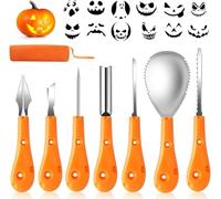 T98 Halloween Juego de útiles para tallar calabazas, acero inoxidable Juego calabaza para tallar 7 piezas, para vaciar de kürbissen tallar de herramientas con bolsa