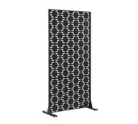 casa.pro Tabique Basciano Biombo Separador de Ambientes Exterior y Interior Diseño Atractivo Pantalla Privacidad Protege del Sol Viento Acero Galvanizado 180 x 90 x 40 cm - Negro