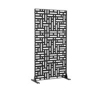 casa.pro Tabique Bernalda Divisor de Espacios Biombo Separador de Ambientes Exterior Interior Diseño Atractivo Protege del Sol Viento Acero Galvanizado 180 x 90 x 40 cm - Negro