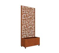 Tabique bernalda con jardinera acero 190x82x38cm - marrón óxido [casa.pro]