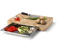 Continenta Tabla de cortar madera de caucho con 1 bandeja 32x48 cm
