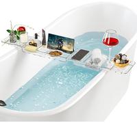 Tabla de baño de plástico. Tabla de baño ajustable, transparente y con desagüe. Soporte para tablet y libros para usar en el baño