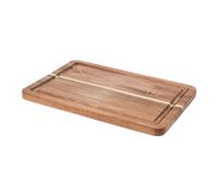 Tabla de cortar 28 x 20 cm, madera de acacia, rectangular, con surco para jugo, tabla de cortar de madera de acacia, tabla de madera para servir, color marrón natural