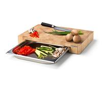 Tabla de cortar 48 x 32,5 cm, con bandeja de acero inoxidable, marrón, madera Continenta