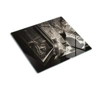 Tabla de Cortar Cristal 60x52 cm Higienicas para Encimera de Cocina Placa de Corte Una Pieza Patas de Silicona Fina de Vidrio Templado Resistente Decorativa - Gatos en la ventana