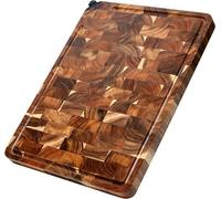 Tabla de cortar de madera de acacia con afilador de cuchillos: 2 en 1, con sistema de afilado dual integrado, 43x33 cm, diseño robusto con ranura para recoger líquidos. Tabla de cocina con afilador: a