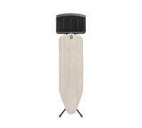 Tabla de planchar Brabantia B, 124x38cm - Denim Grey | 100% algodón Comercio Justo | Planchas vapor | Gran soporte metálico para plancha | Estructura estable, antibalanceo | Plegable, altura ajustable