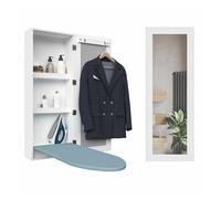 Tabla de planchar plegable con armario - con espejo y soporte abatible - blanco