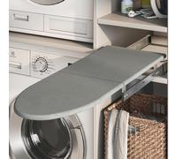 Emuca - Tabla de Planchar Plegable para Mueble, Sistema amortiguado, 890x300mm, Gris, Acero y Madera