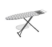 Tabla de Planchar Relaxdays para planchas de Vapor 110 x 33 cm, Regulable, Plegable, con Soporte, Zigzag, Gris-Blanco