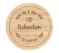 Tabla de queso de madera personalizada, redonda, 25 cm, con nombre personalizado, para boda