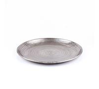 Tabla de Servicio Tablett Decorativa Kerzentablett de Aluminio Plateado Marroquí